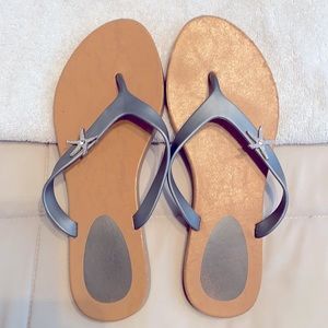 Gray starfish flip flops